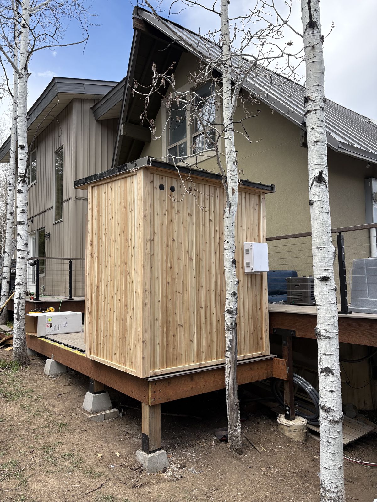 Cedar sauna installation